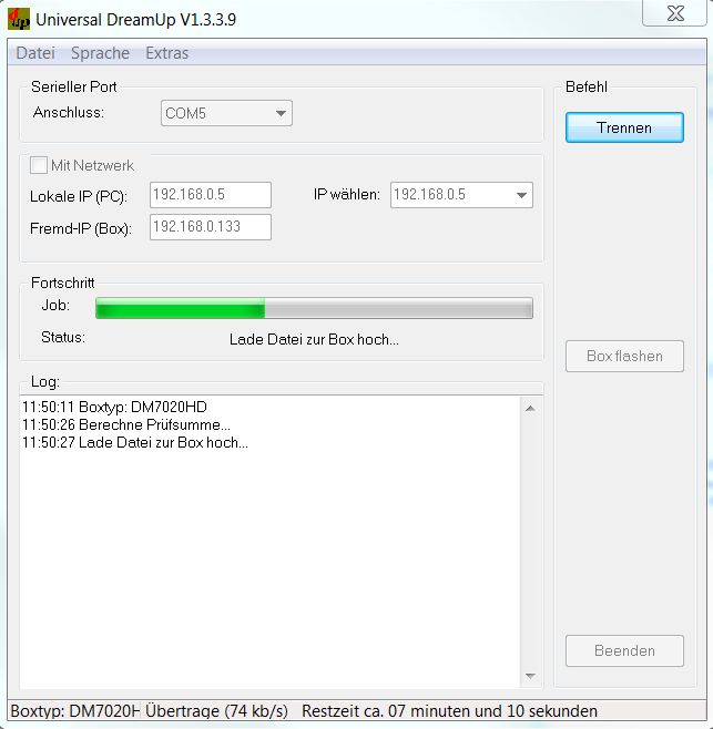 dreambox image install with flash wizard pro 7020