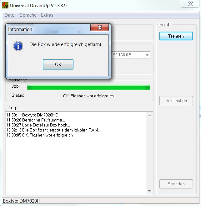 dreambox image install with flash wizard pro 7020