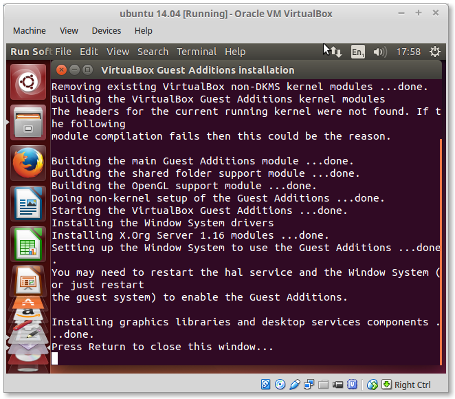Return closer. VIRTUALBOX Guest additions download. Press to Return. Additional Modules. Additions.